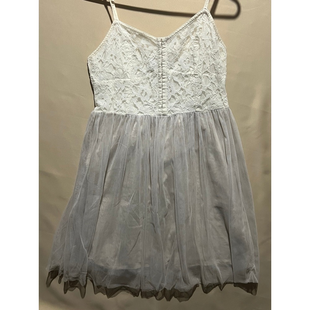 American Eagle Women's Cream Lace Corset & Taupe Ruffle Dress, Size 8